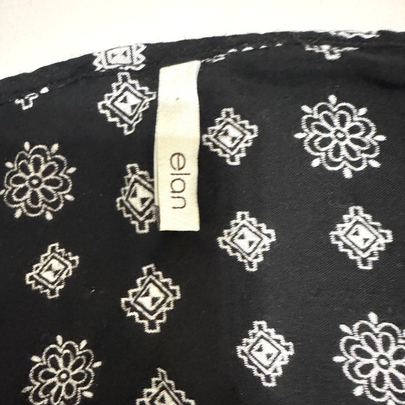Elan Black and White Boho Pattern Open Shoulder Shirt - Picture 6 of 10